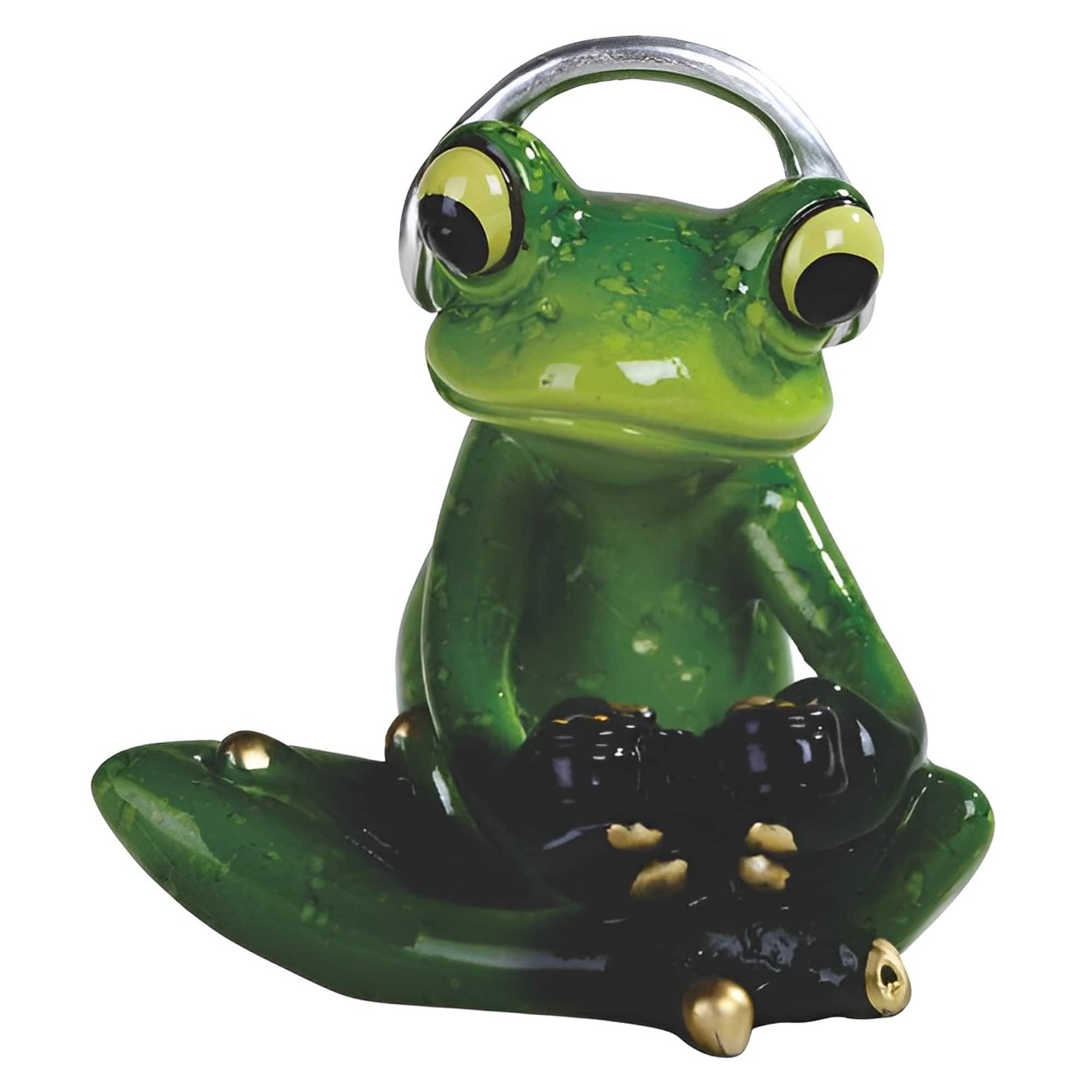 FC Design - 3"H Frog Playing Game with Headset Figurine Statue Desk Tabletop Home Decor Gift - Multi-Color