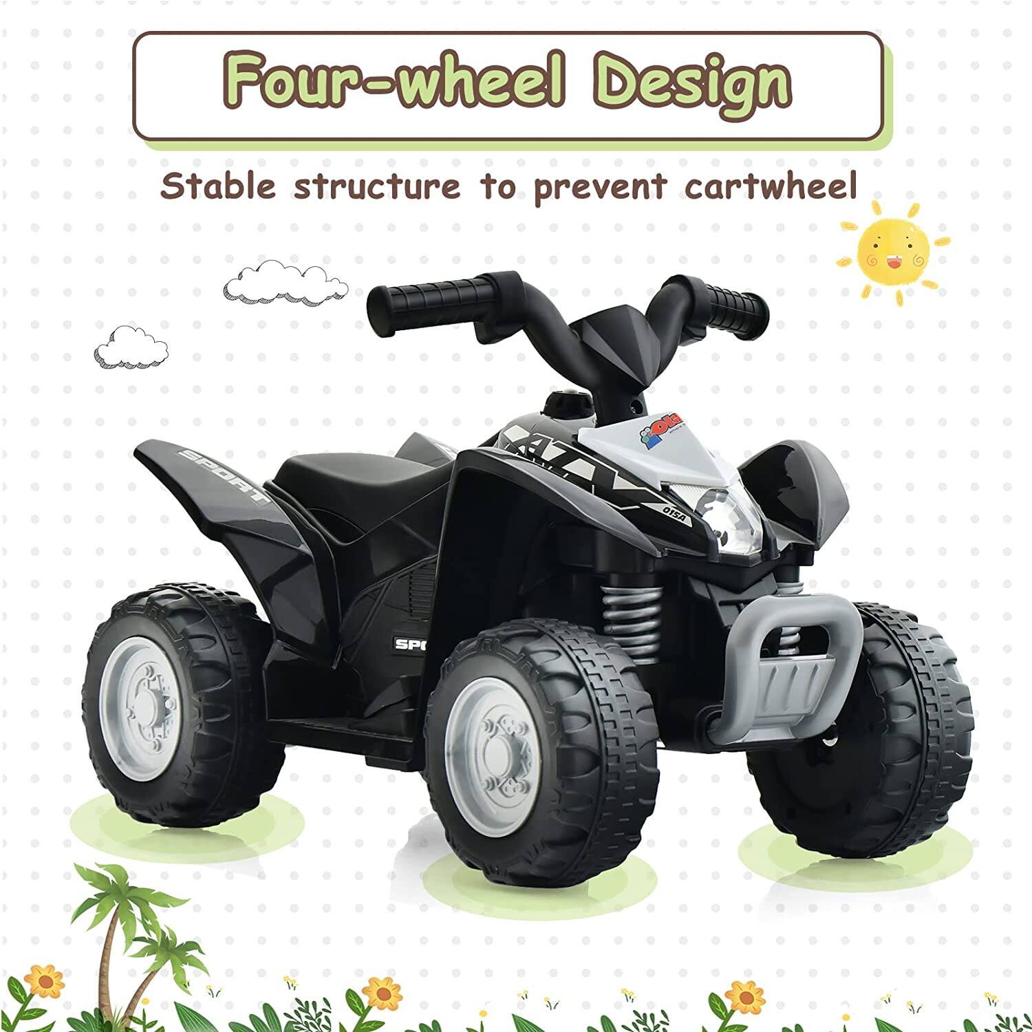 Four-wheel Design  
Stable structure to prevent cartwheel
