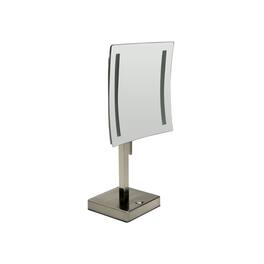 Alfi - Brushed Nickel Tabletop Square 8" 5x Magnifying Cosmetic Mirror with Light - Silver