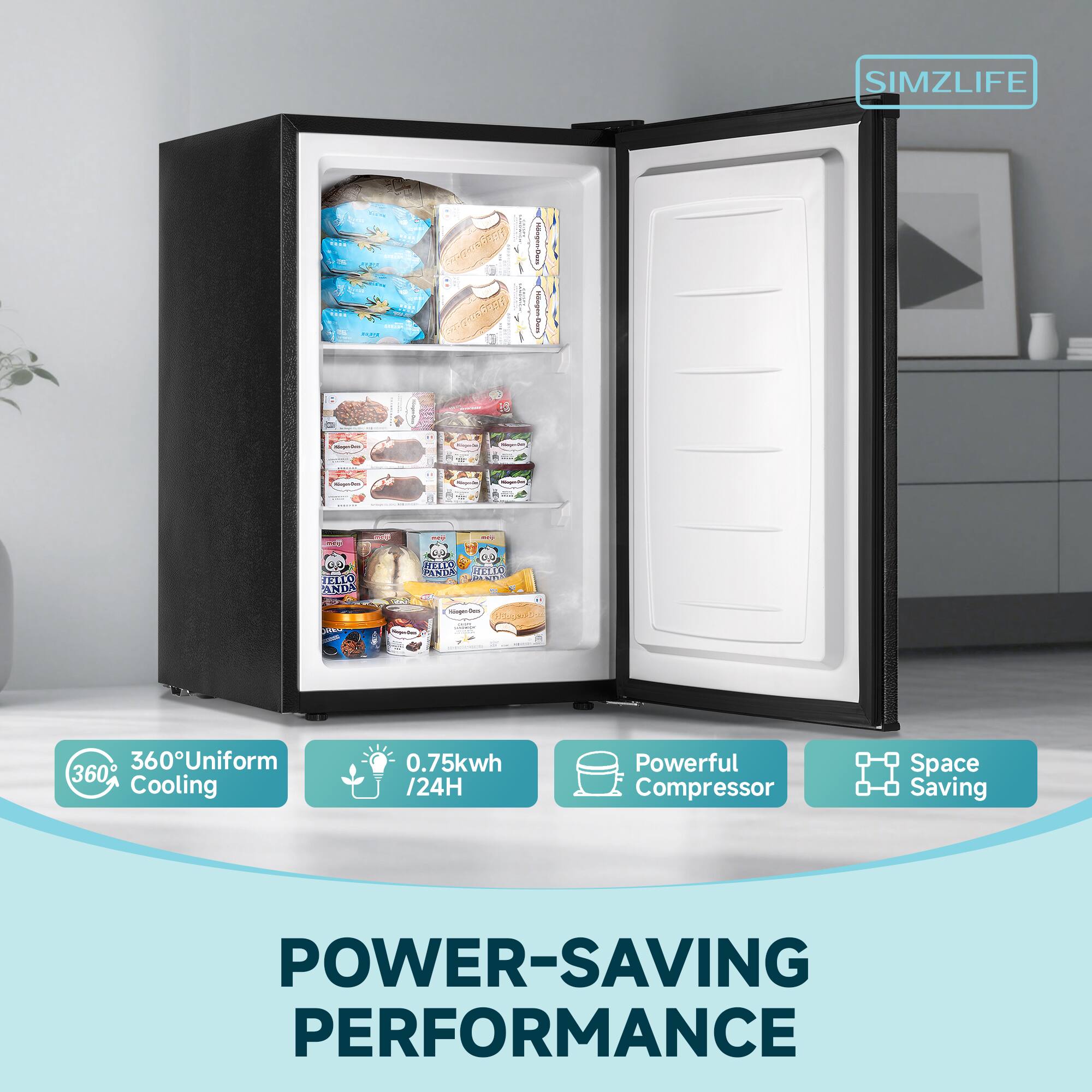 SIMZLIFE

360° Uniform Cooling

0.75kWh /24H

Powerful Compressor

Space Saving

POWER-SAVING PERFORMANCE