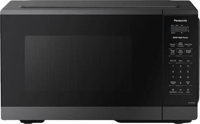 Panasonic
Auto More Less % Defrost 900W High Power
Popcorn (3 Levels)
Auto Reheat (1-7 Servings)
Auto Cook (C Levels)
Power Level (10 Levels)
Auto Defrost (lb/kg)
Serving/Weight
Quick 30 More Less
1 2 3
4 5 6
7 8 9
0
Cooking Timer
Clock Set
Stop/Reset Door Open Start
NN-SB44QS