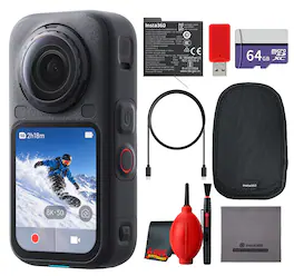 Insta360 - X6 8K 360° Action Camera, 66ft Waterproof Standard Bundle (Black) - Black
