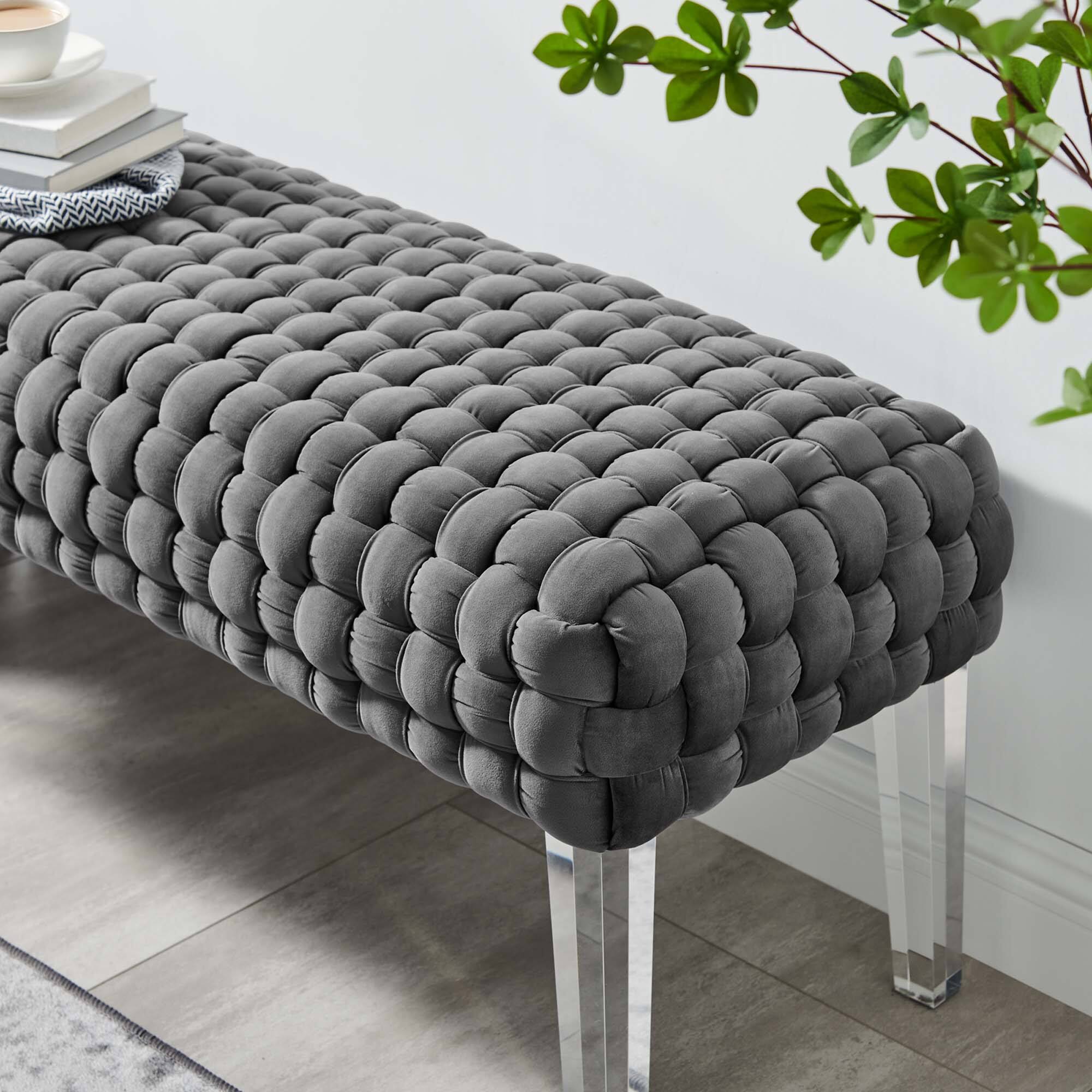 Back. Modway - Prologue Woven Performance Velvet Ottoman by Modway - EEI-5037-GRY.