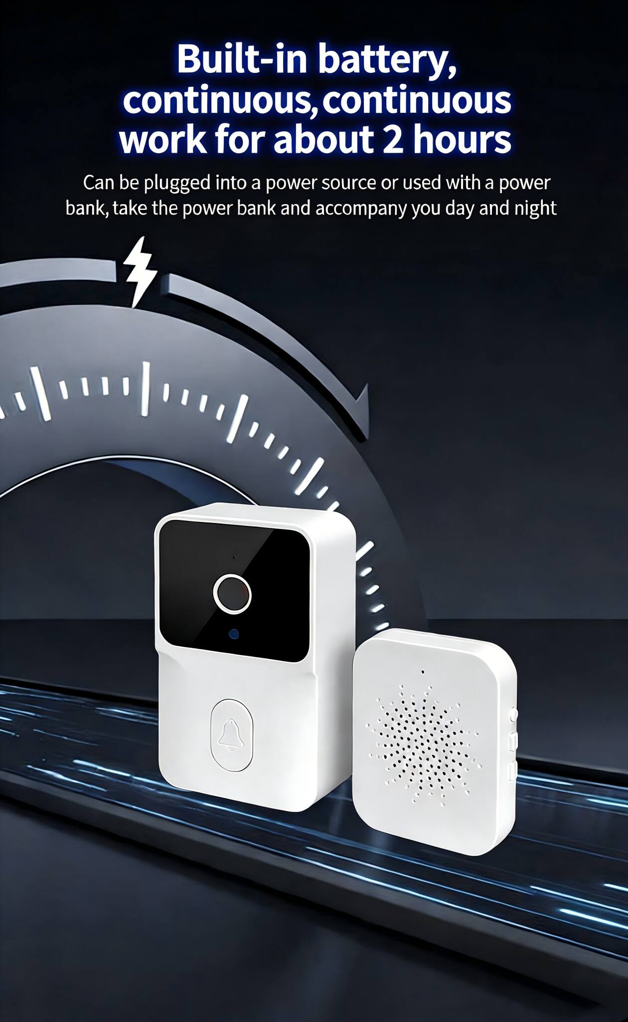 Built-in battery, continuous, continuous work for about 2 hours

Can be plugged into a power source or used with a power bank, take the power bank and accompany you day and night