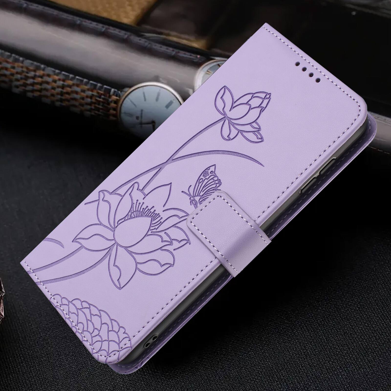 Alt View 4. Dteck - Shockproof Wallet Phone Case for Apple iPhone Air with Detachable Wrist Strap, Protective PU Leather Folio Stand Cover - Purple.