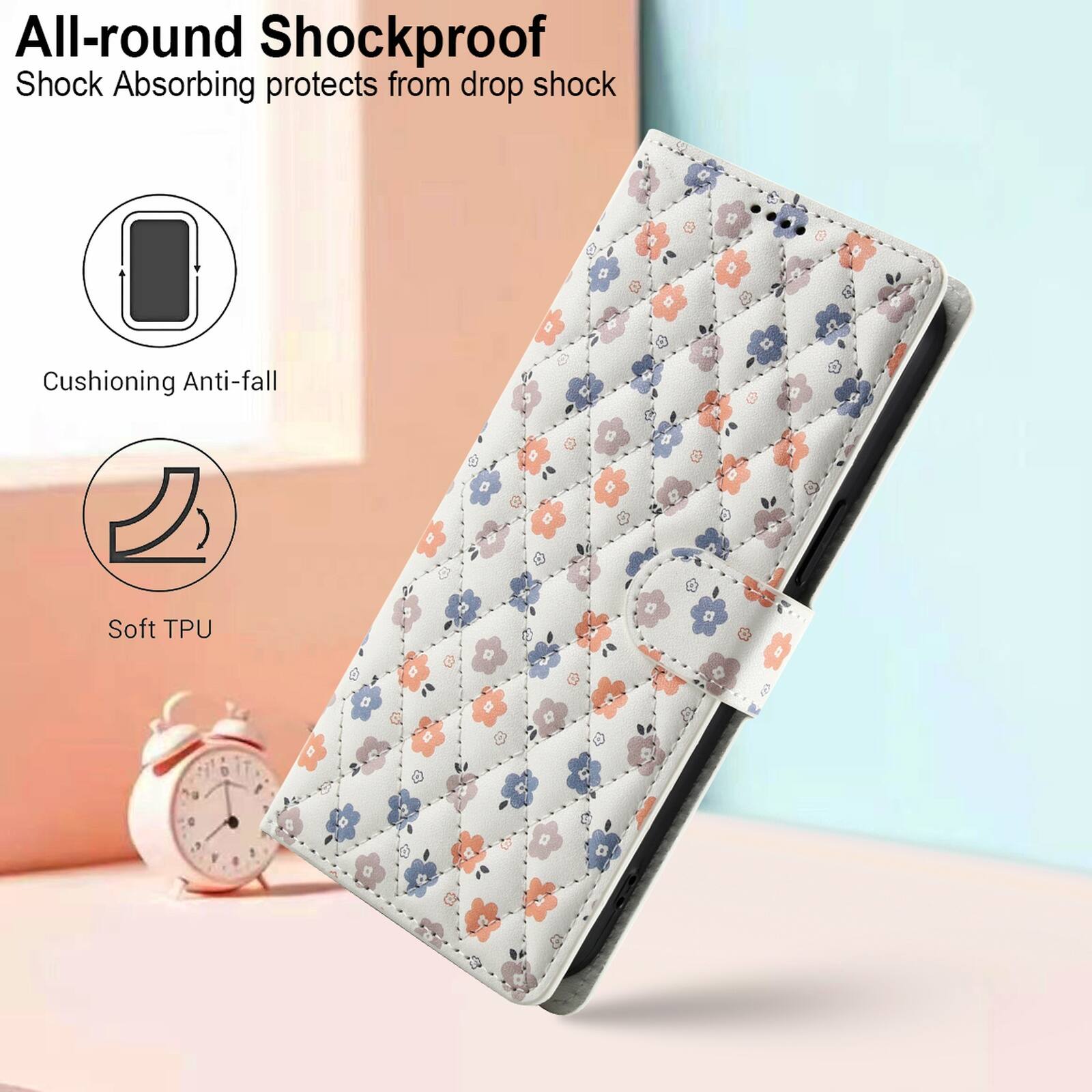 All-round Shockproof  
Shock Absorbing protects from drop shock  
Cushioning Anti-fall  
Soft TPU