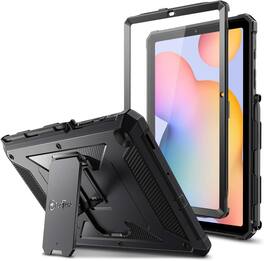 Fintie - Shockproof Case for Samsung Galaxy Tab S6 Lite 10.4 Inch 2024/2022/2020 Hybrid Kickstand Cover Built-in Screen Protector - Black
