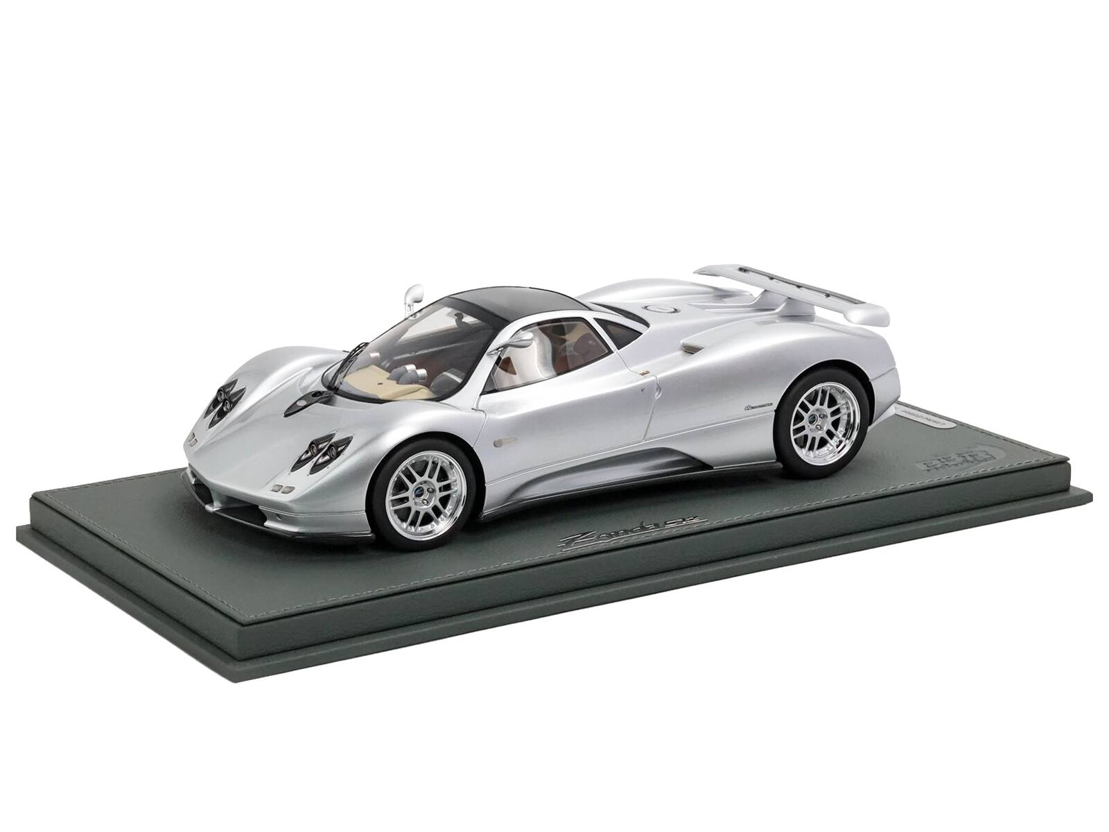 Alt View 6. BBR - Pagani Zonda C12 Silver Metallic "VIN 001 20th Anniversary Restoration" with CASE Limited Ed 1/18 Model Car by BBR.