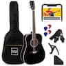Best Choice Products - 41in Full Size All-Wood Acoustic Guitar Starter Kit w/Gig Bag, E-Tuner, Pick, Strap, Rag - Black