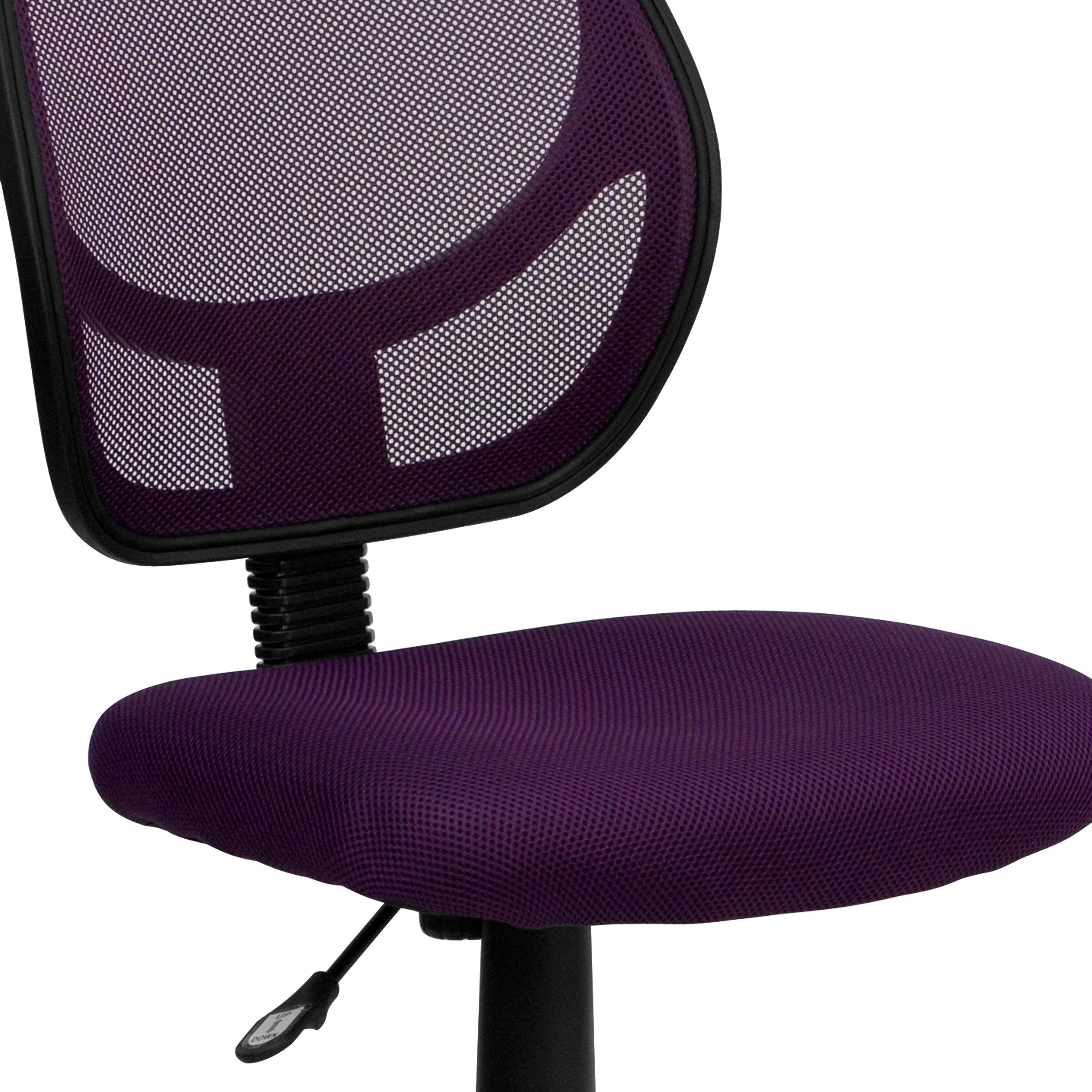 Alt View 8. Emma + Oliver - Mid-Back Mesh Swivel Task Office Chair with Curved Square Back - Purple.
