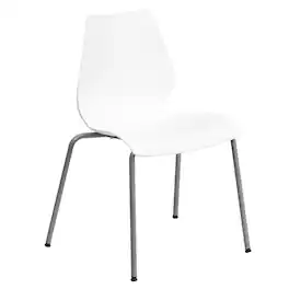 Emma + Oliver - Multipurpose Home Office Stack Chair with Lumbar Support - White
