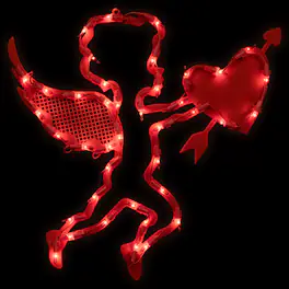 Northlight - Lighted Cupid with Heart Valentine's Day Window Silhouette - 17" - Red