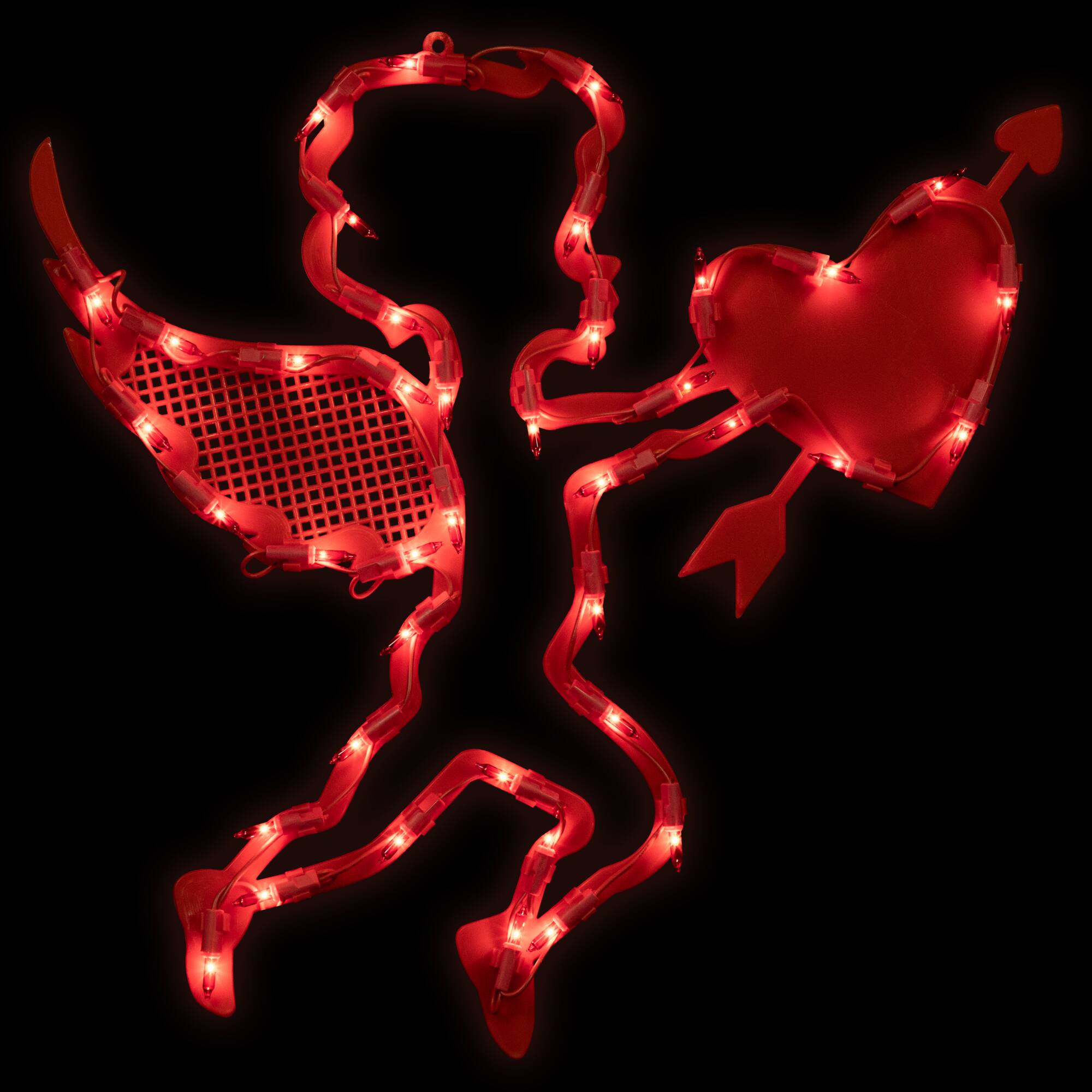 Northlight - Lighted Cupid with Heart Valentine's Day Window Silhouette - 17" - Red