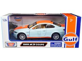 BMW M3 Coupe with "Gulf Oil" Livery Light Blue with Orange Stripe 1/24 Diecast Model Car by Motormax