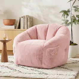 Vipbear - Bean Bag Chair for Adults,Armrest Chair Accent Chair with Back Support, Single Couch Chair for Bedroom Dorm - Pink