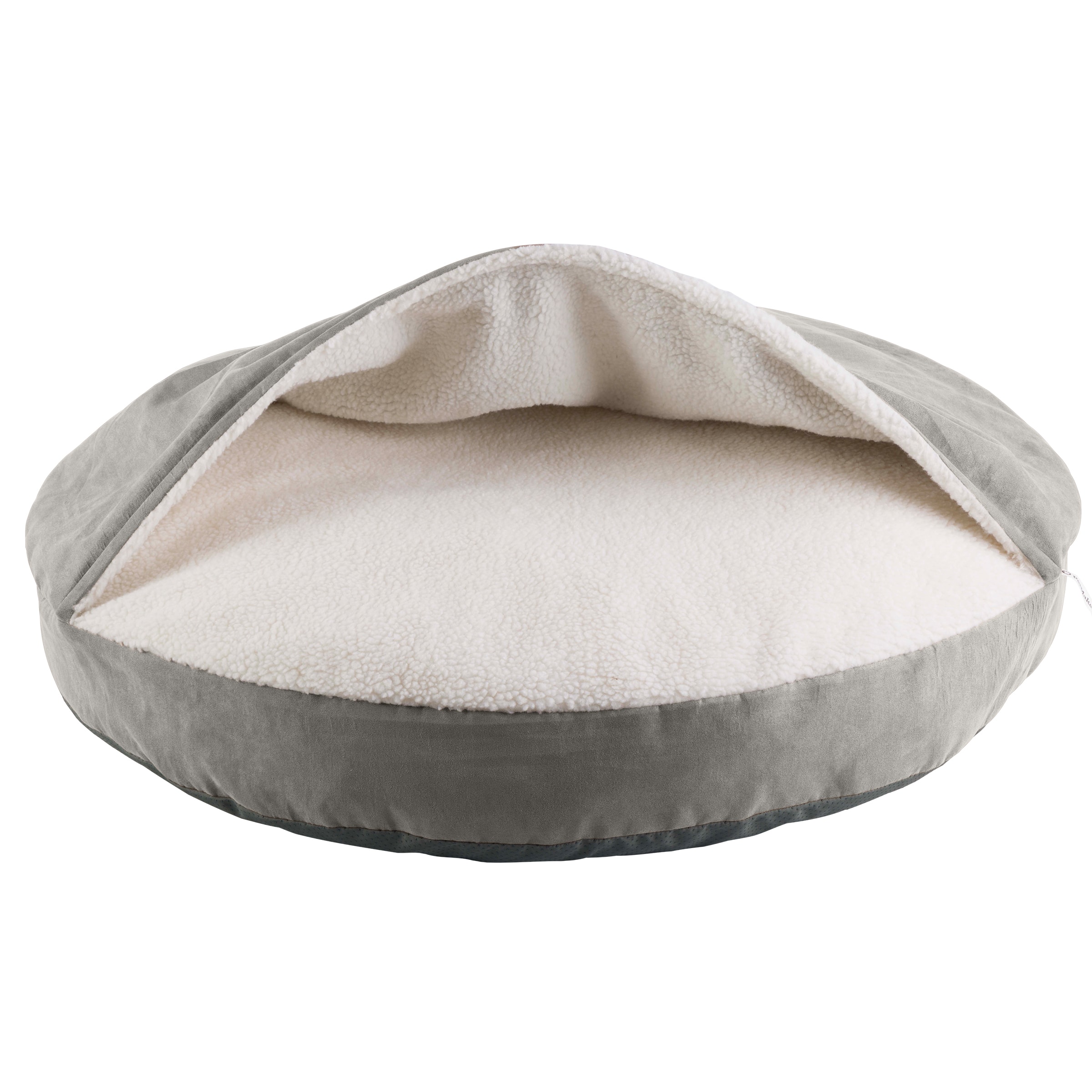 PetMaker - Cozy Cave Dog Bed with Cover Cave for Medium Pets, 32”x6.5” - Gray