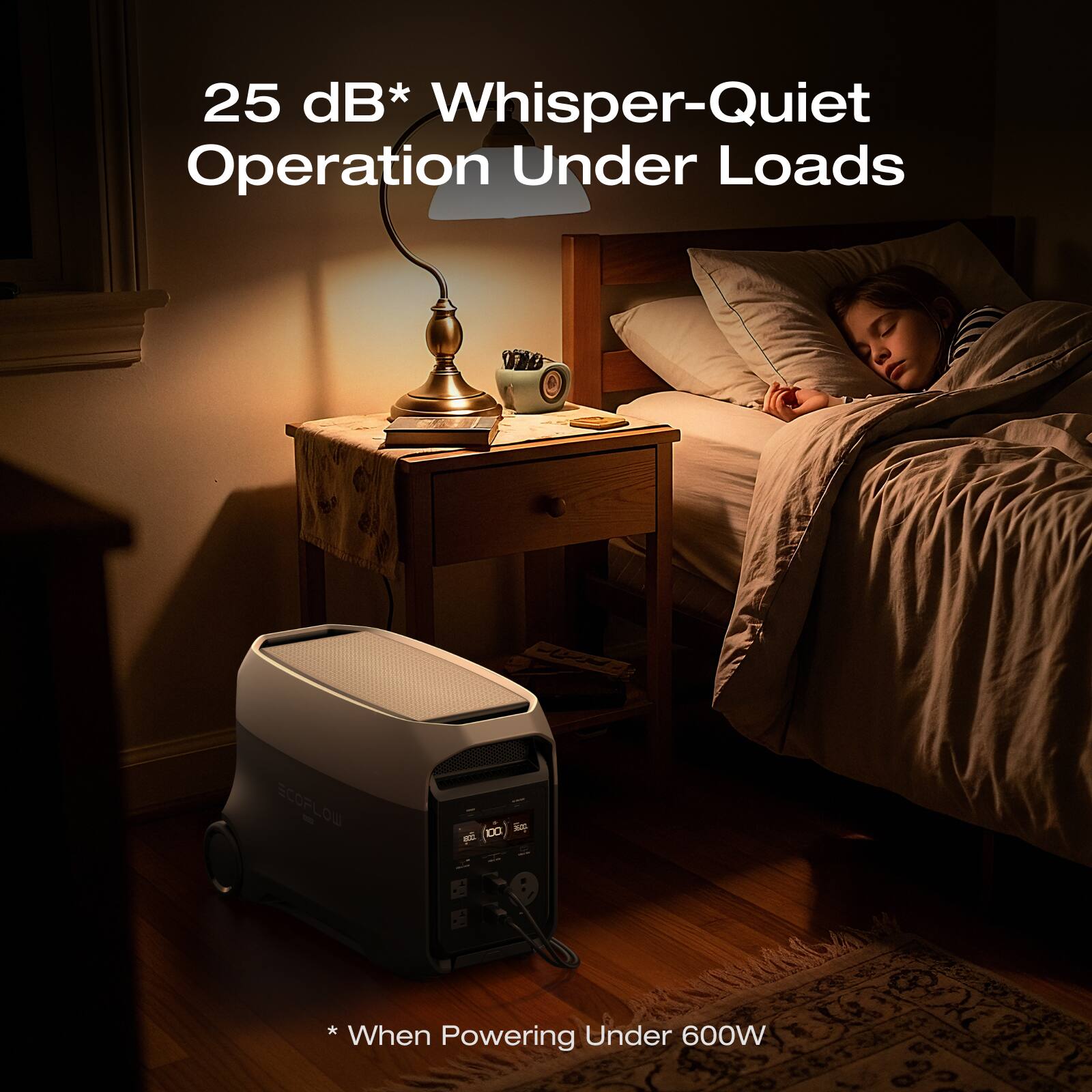 25 dB* Whisper-Quiet Operation Under Loads

ECOFLOW
gs 100

* *When Powering Under 600W