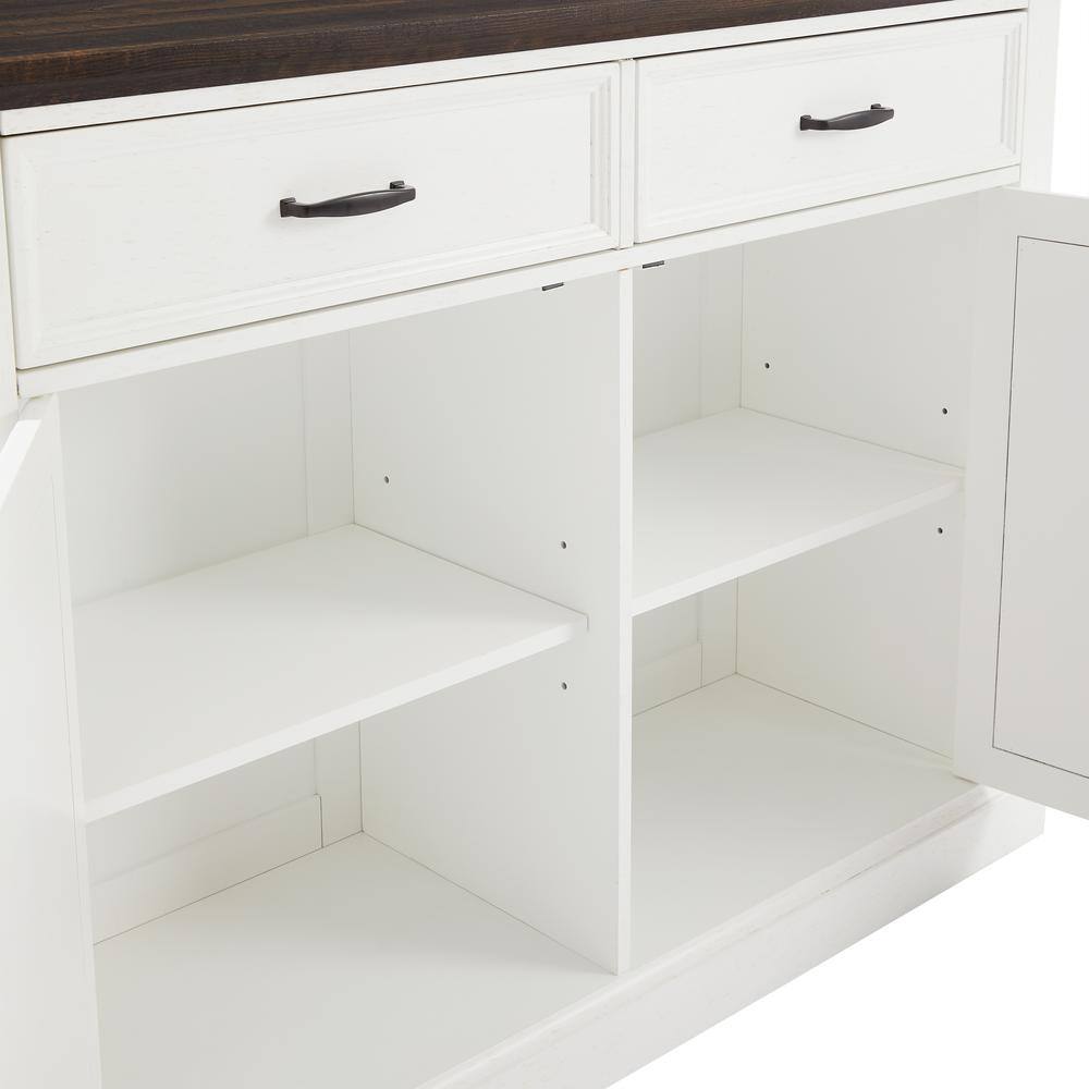 Alt View 10. Crosley Furniture - Clifton Kitchen Island W/Uph Saddle Stools - Kitchen Island & 2 Stools - Distressed White.