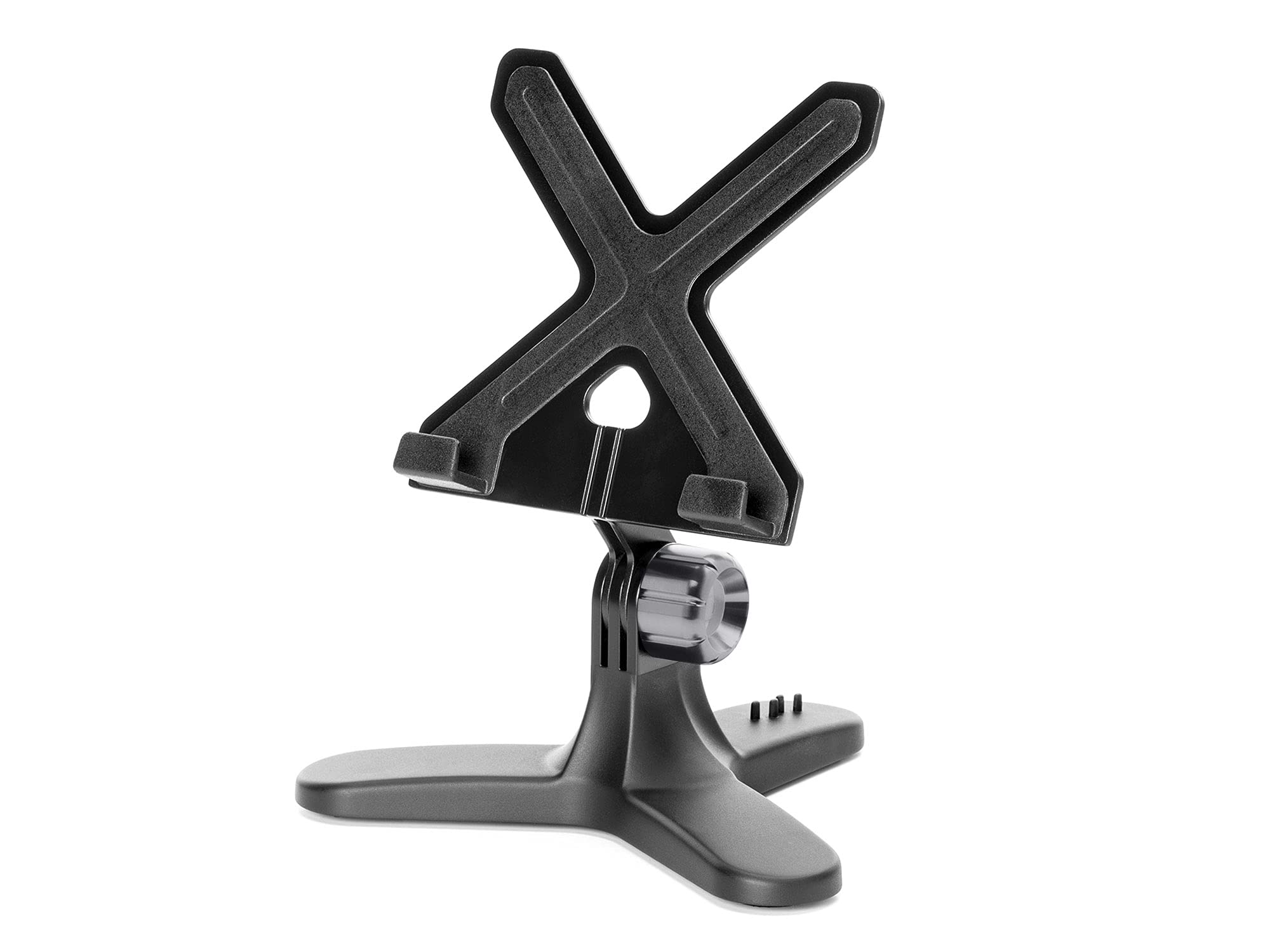 Front. WeatherTech - TabletHolder | Universal Tablet Stand, Anti-slip Face, Adjustable Tilt, Weighted Base – Black – Graphite Metal Knob - Black.