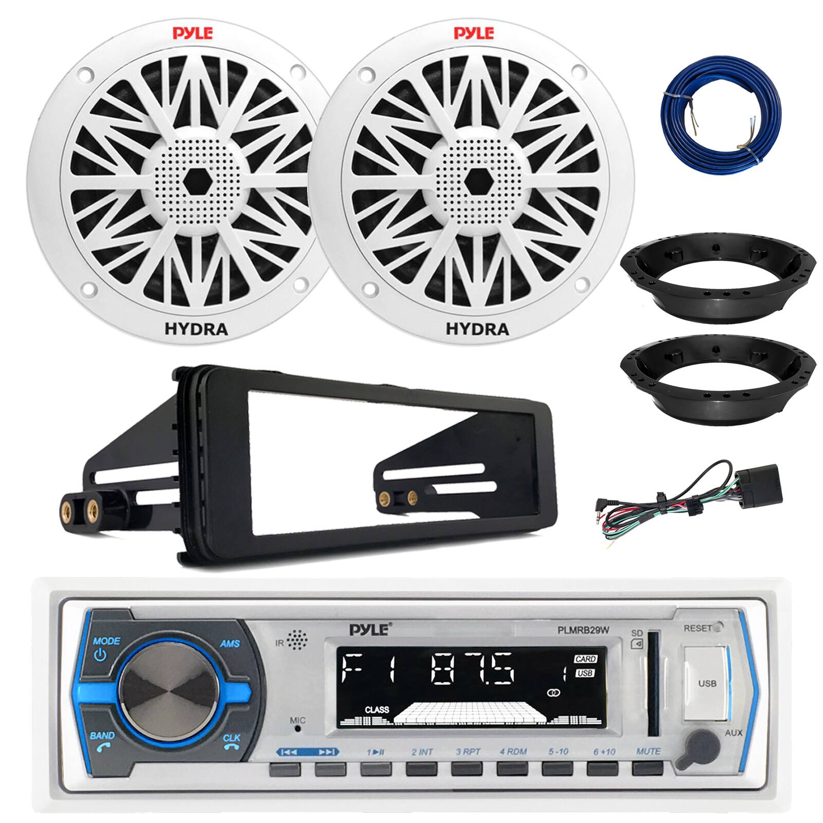 PYLE HYDRA HYDRA  
MODE BAND AMS CLK R MIC  
CLASS  
F 1 875  
2 INT 3 RPT 4 ROM  
PLMRB29W  
CARD USB  
5-10 5 +10 30 4  
MUTE RESET  
USB AUX