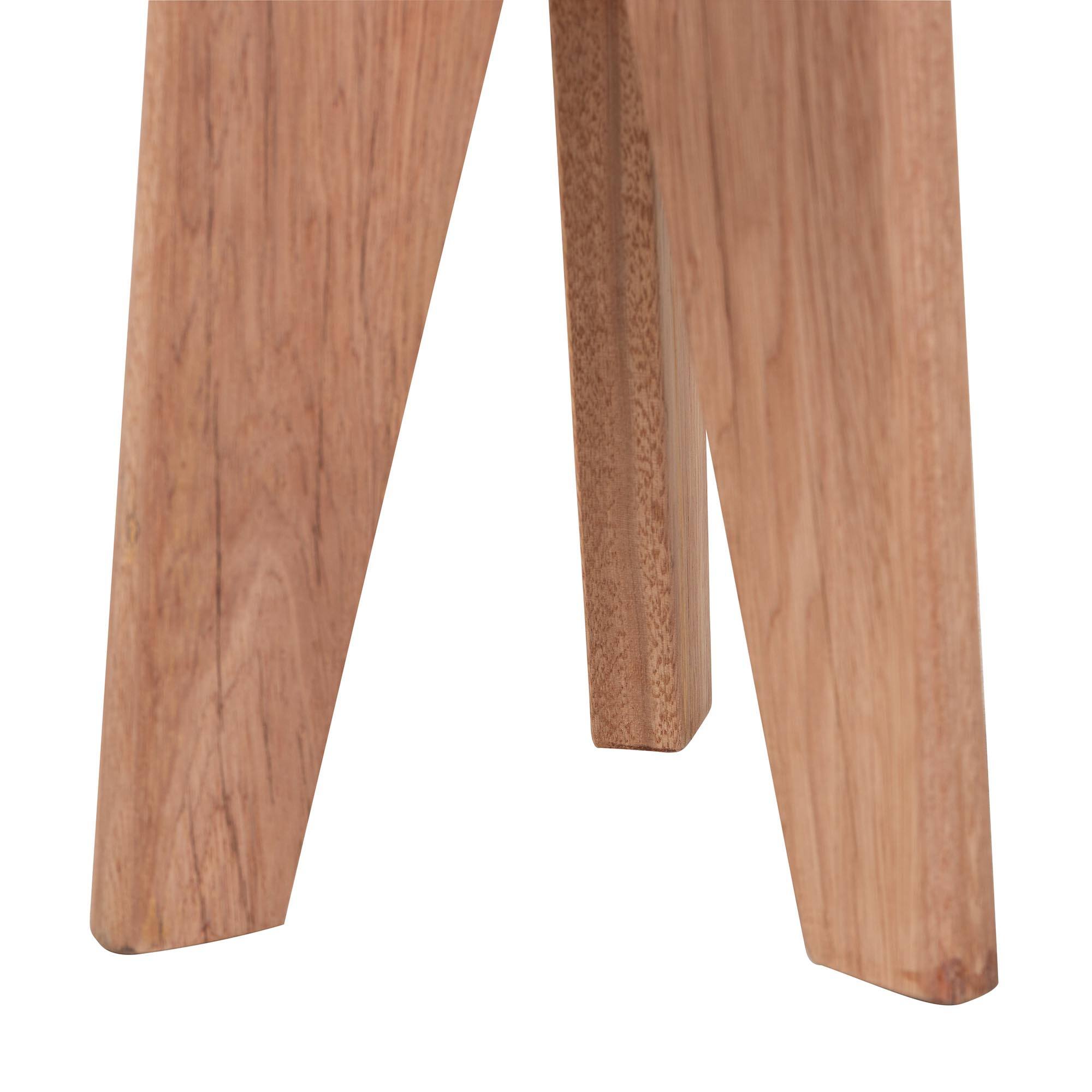 Back. bali & pari - Sayen Acacia Wood Multipurpose Accent Stool - Sculptural End Table with Flared Tripod Base - Natural Brown.
