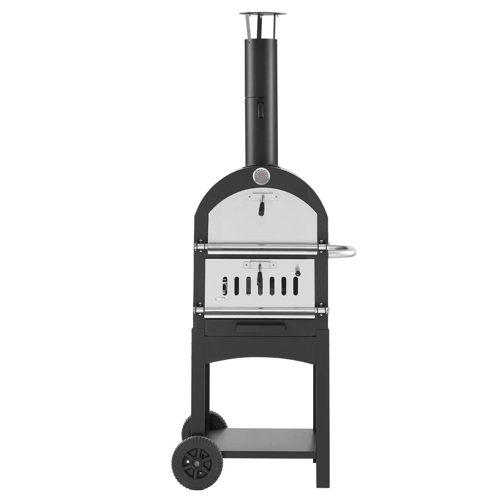 Alt View 10. Glintex - 12in Pizza Oven Outdoor Pellet Maker, 1000°F Max Temp, Portable Design with Wheels - Black.