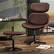 Alt View 11. Bestier - Modern Armless Ergonomic Rocking Lounge Chair 360° Swivel Accent Chair with Ottoman PU Gaming Chair - Brown.