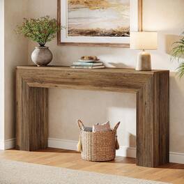 Tribesigns - Console Table with Engineered Wood Construction and Wood Grain Finish for Entryway and Hallway - Brown