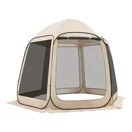 Front. VEVOR - Screen House Tent, 10 x 9.2 ft, 4-8 Person Pop Up Screen Tent, Portable Screened in Canopy with Carry Bag, Netting Sides - Beige.