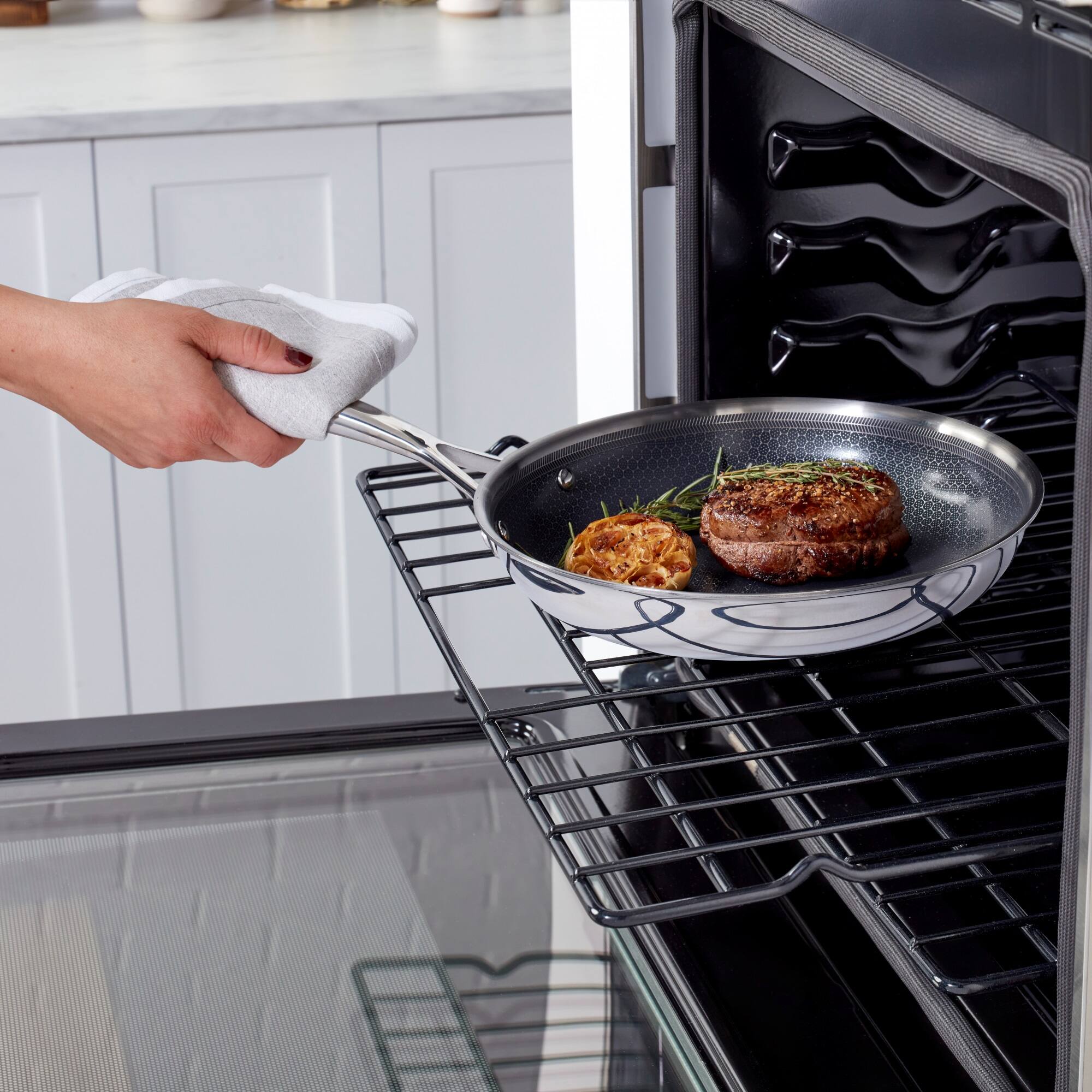 Alt View 4. Henckels - Henckels Paradigm Ceramic 10-inch Stainless Steel Dual Performance Fry Pan - Stainless Steel.