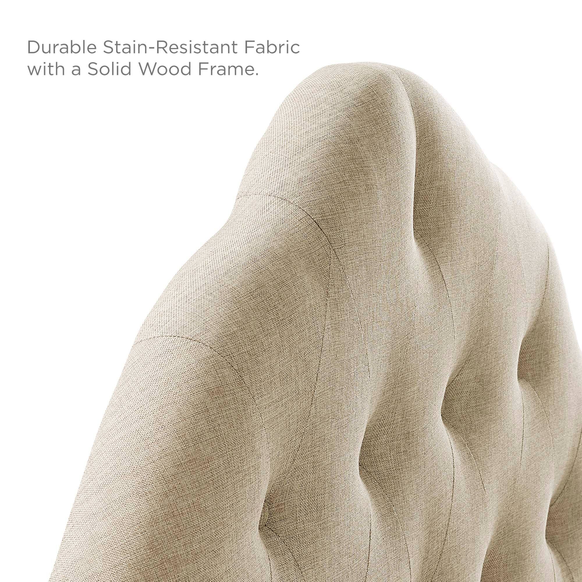 Durable Stain-Resistant Fabric with a Solid Wood Frame.