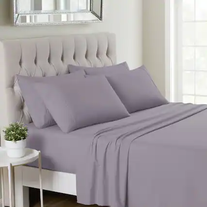 Front. Sweet Home Collection - Deluxe Microfiber Sheet Set with Bonus Pillowcases, Ultra Soft 1500 Series, Queen - Plum.