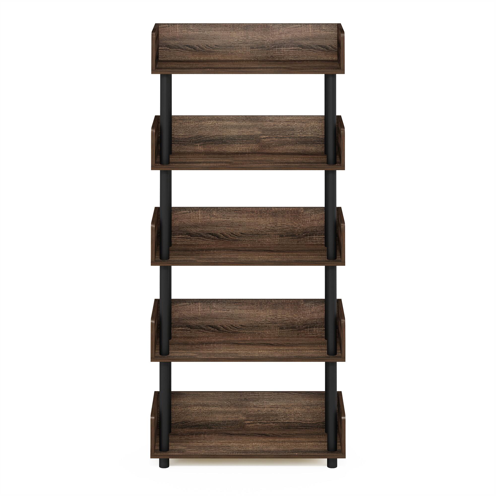 Alt View 2. Furinno - Turn-N-Tube 4-Tier Freestanding Multipurposes Display Rack, Bookshelf, Walnut - Walnut.