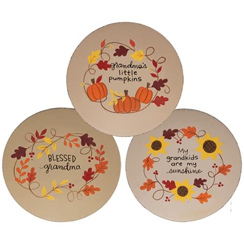 BreeBe - *Blessed Grandma Fall Leaves Plate 3 Asstd - Multicolor