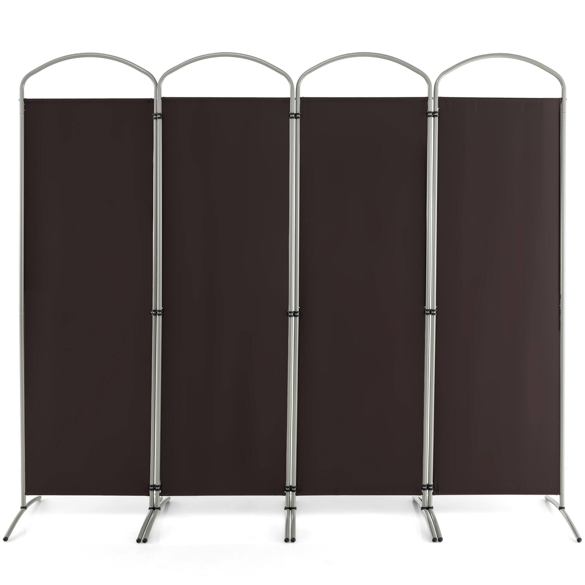Alt View 9. Costway - Costway 4 Panels Folding Room Divider 6 Ft Tall Fabric Privacy Screen - Brown.