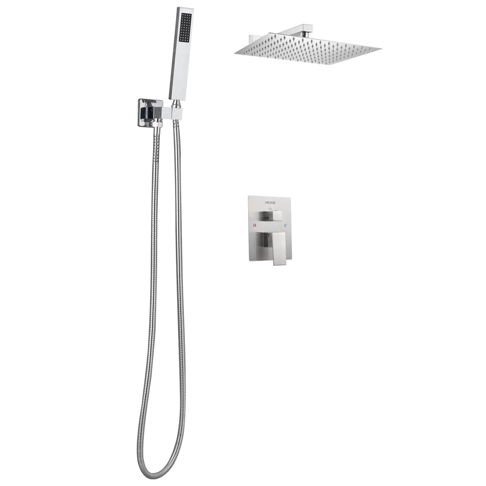 Alt View 5. VEVOR - Shower Faucet Set, Rainfall Bathroom Shower System with 10-Inch Square Rain Shower Head and Handheld Spray - Brushed Nickel.