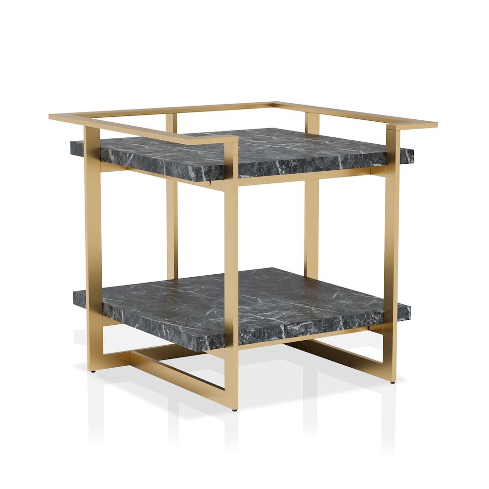 Furniture of America - Meliman Contemporary Metal 1-Shelf End Table in Gold and - Black