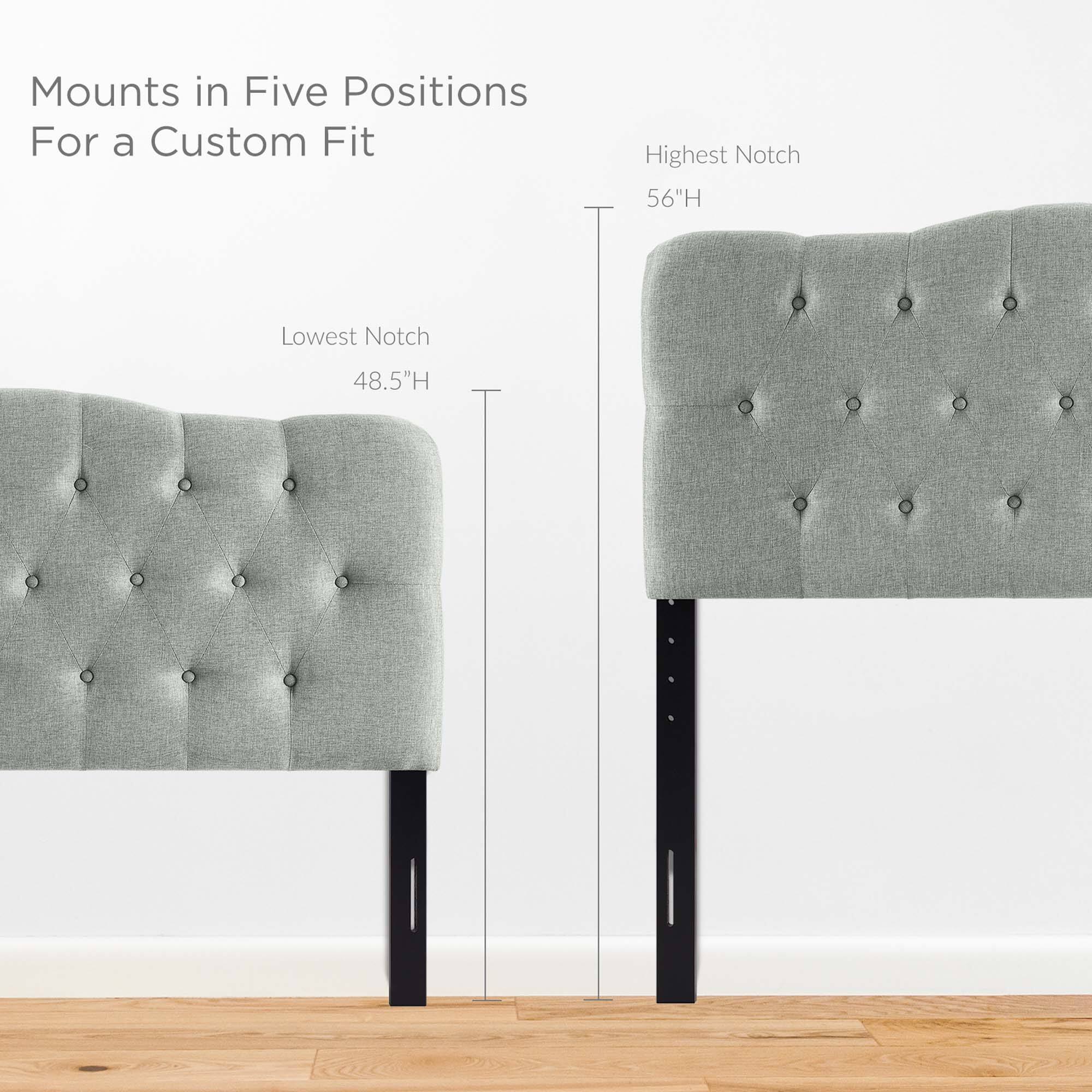 Mounts in Five Positions  
For a Custom Fit  

Highest Notch  
56"H  

Lowest Notch  
48.5"H