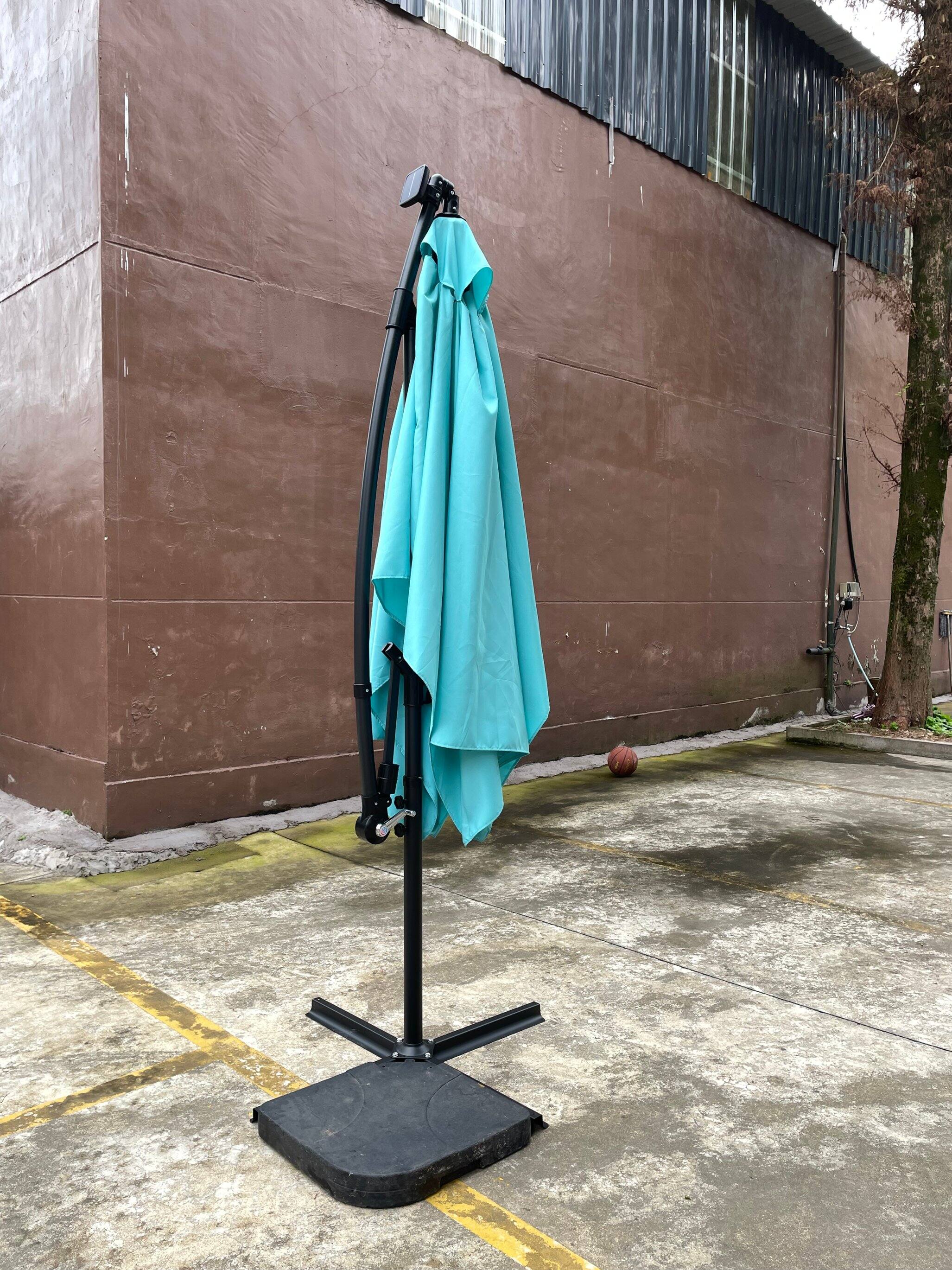 Alt View 9. Loheer - Loheer Rectangle Solar Powered LED Lighted Patio Umbrella Waterproof Market Sun Shade with Crank and Cross Base for Pool.