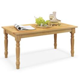 Gymax - Patio Coffee Table w/ Solid Teak Wood Structure Slatted Tabletop for Backyard - Natural