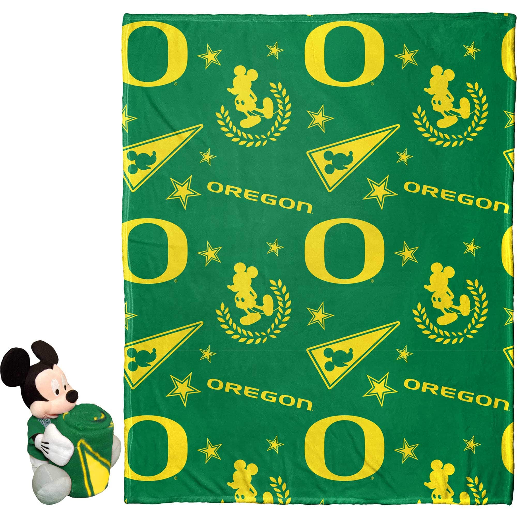 Northwest - Oregon Ducks Mickey Hugger Pillow & Silk Touch Throw Set - Multicolor