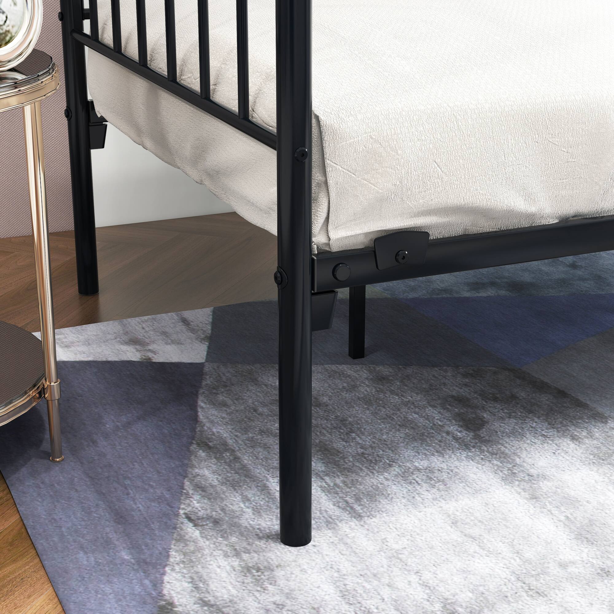 Left. GOODSILO - Multifunctional Twin Size Metal Daybed Frame with Headboard Sturdy Mattress Foundation Sofa Bed - Black.