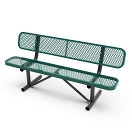 Flash Furniture - Sigrid 6' Outdoor Bench with Backrest, Commercial Grade Expanded Metal Mesh Seat and Backrest and Black Steel Fram - Green
