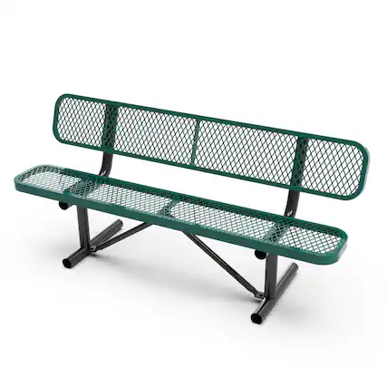 Front. Flash Furniture - Sigrid 6' Outdoor Bench with Backrest, Commercial Grade Green Expanded Metal Mesh Seat and Backrest and Black Steel Fram - Green.