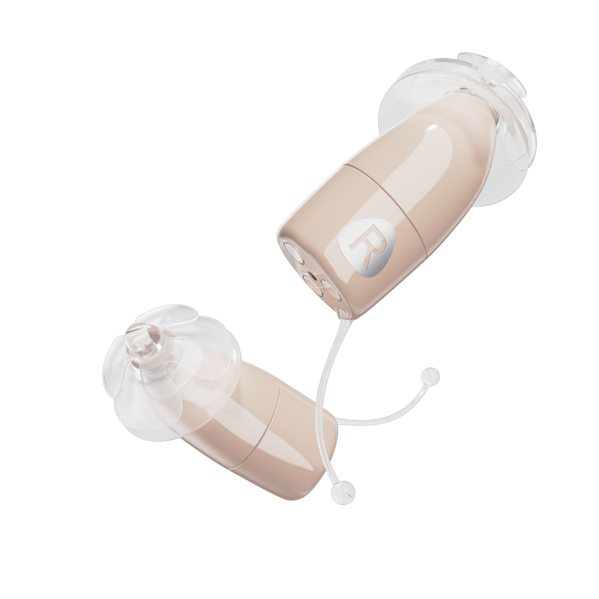 Left. Ceretone - Core One Pro CIC OTC Hearing Aids – Discreet In-Ear Fit, Adaptive Noise Management, Auto On/Off, LED Indicators - Beige.