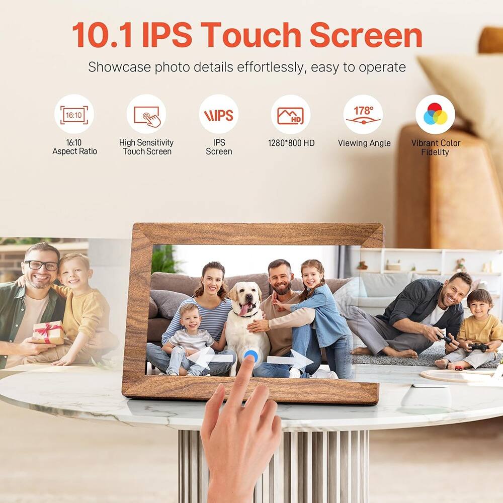 10.1 IPS Touch Screen  
Showcase photo details effortlessly, easy to operate  

- 16:10 Aspect Ratio  
- High Sensitivity Touch Screen  
- IPS Screen  
- 1280*800 HD  
- Viewing Angle 178°  
- Vibrant Color Fidelity