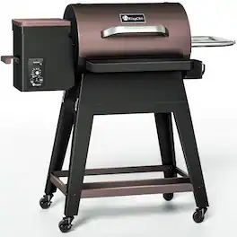 KingChii - 485 Sq. In. Portable Wood Pellet Grill with Detachable Body & Legs - Brown