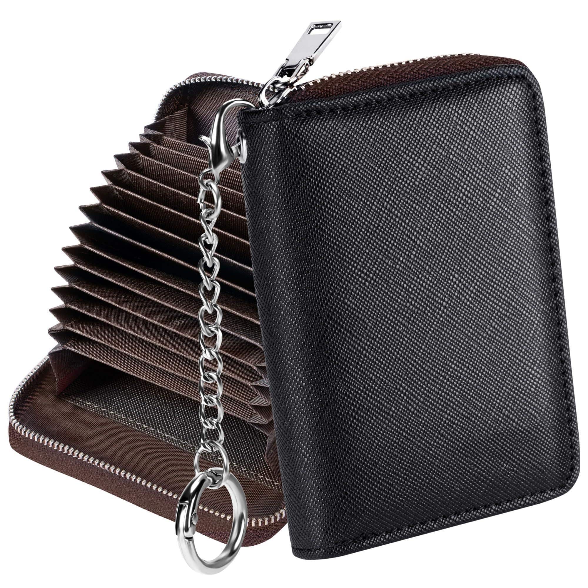 Jadie Link - Credit Card Holder Zipper Wallet Women Small Accordion Cases Keychain Business Unique Design credit card holders - Black