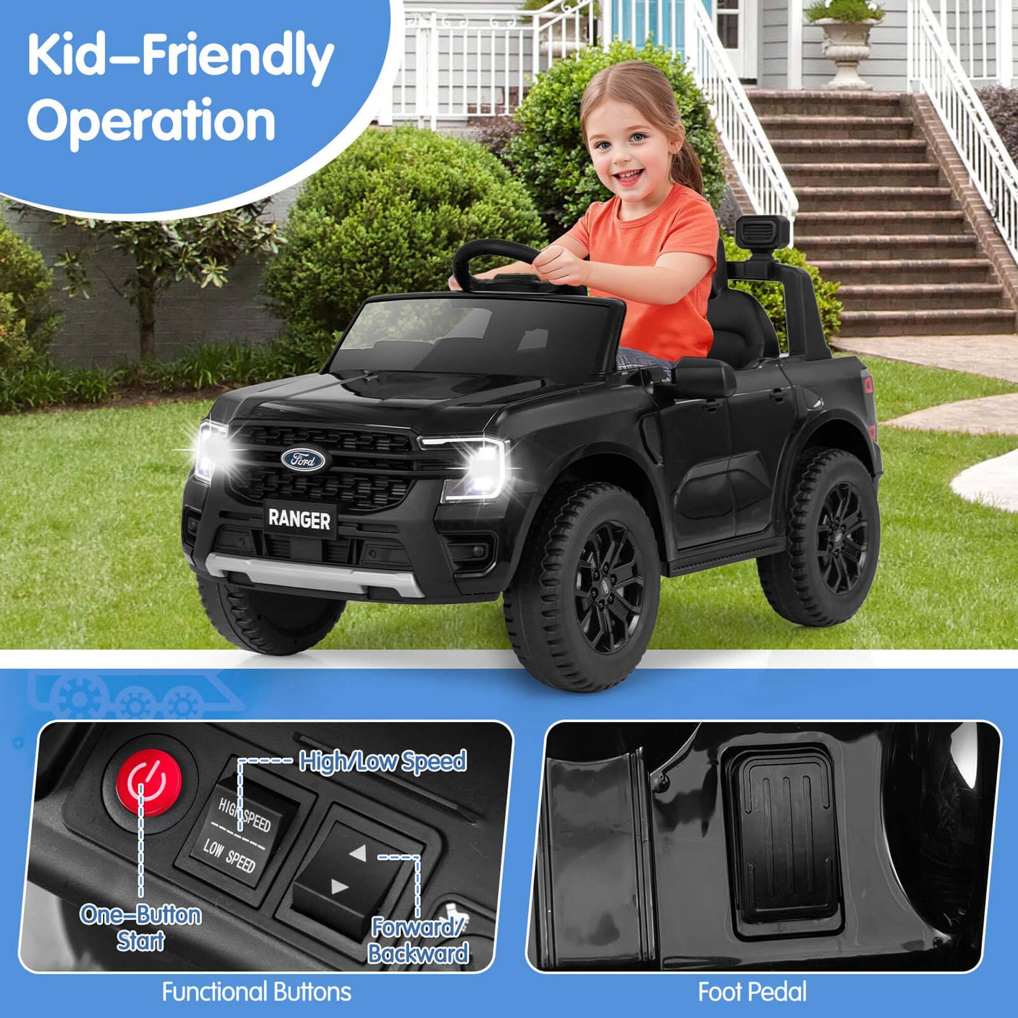 Kid-Friendly Operation

High/Low Speed

One-Button Start

Functional Buttons

Forward/Backward

Foot Pedal