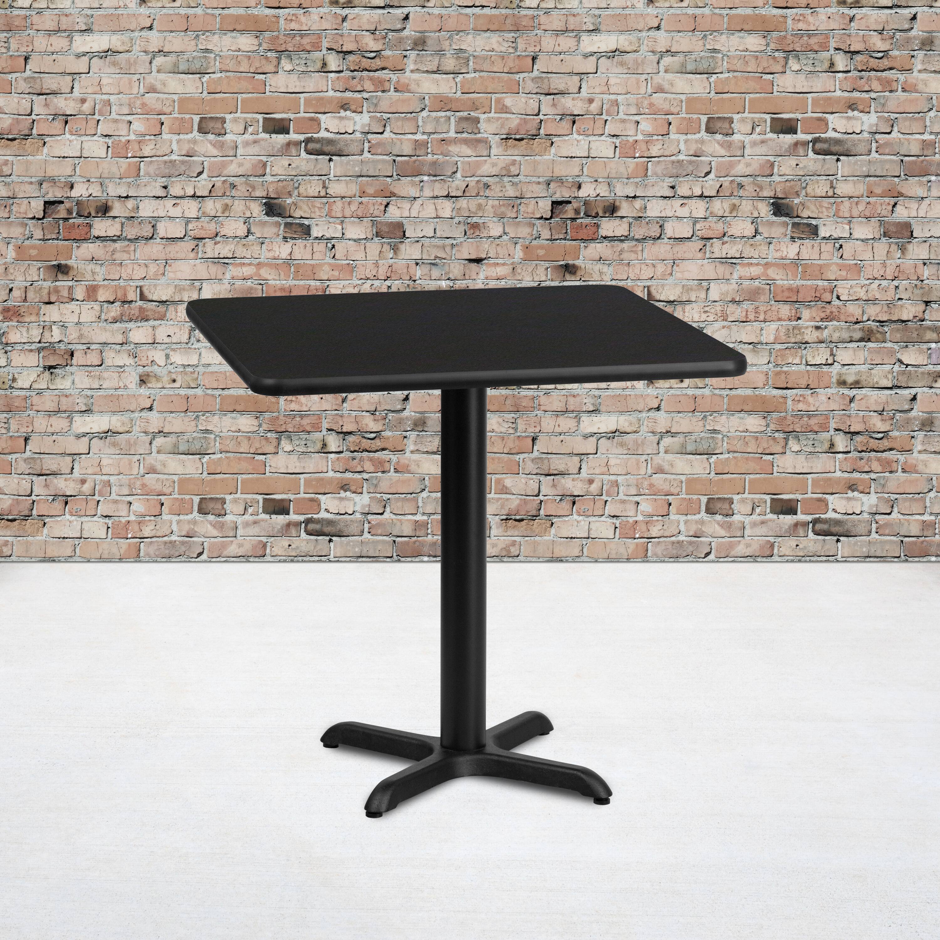 Alt View 1. Emma + Oliver - 30" Square Laminate Table Top with 22"x22" Table Height Base - Black.